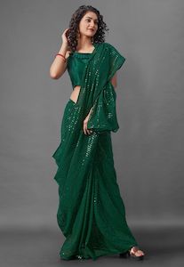 Bottle Green Bollywood Sequence Saree
