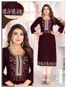 Kurti: Rayon Kurti With Nalki Work