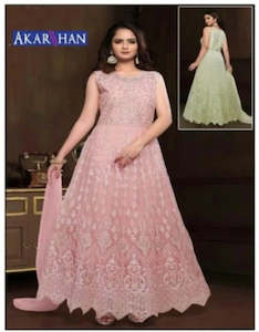 Embroidered Netting Gown