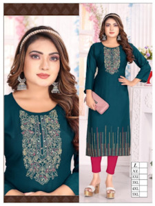 Kurti Plus Size: Rayon Kurti With Nalki Work
