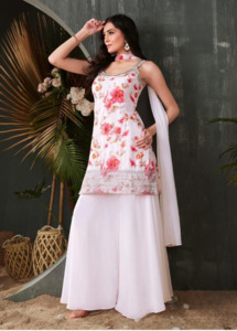 White Floral Fancy Salwar Suit