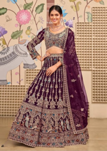 Lehenga: Purple Net Designer Readymade Lehenga Choli