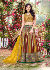 Colorful Yellow Heavy Embroidered & Sequins Readymade Lehenga Choli