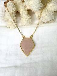 Crystal Necklaces: Rose Quartz Shield Necklace