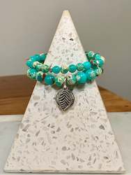 Bracelets: Shoushan Bracelet Set - Green