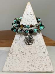 Fire Agate Bracelet Set - Green