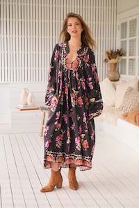 Clothing: Boheme Midi Dress - Monarch Bloom Print Jaase