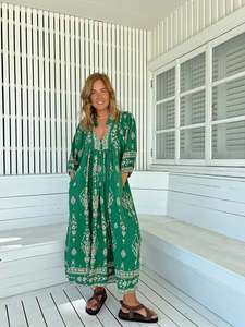 Clothing: Boheme Midi Dress - Kiva Print Jaase