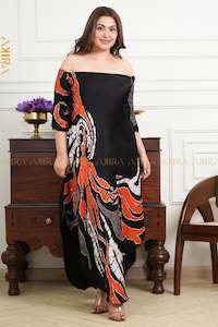 women-maxi-batik-silk-dress: Midnight Magic Silk Party Dress