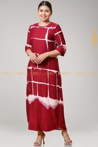 women-maxi-dress: Deep Stripe Printed Dress