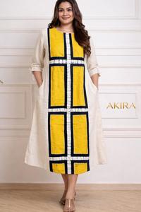 women-midi-dress: Golden Window Dress