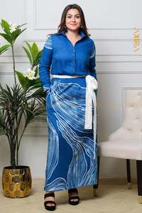 women-maxi-batik-dress: Aqua Elegant Batik Designer Dress