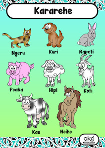 Resource Library Learning Posters: Poster Set A - Kararehe (Animals)