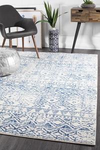 Orange: Aladdin Aliya White Blue Rustic Rug-230X160CM