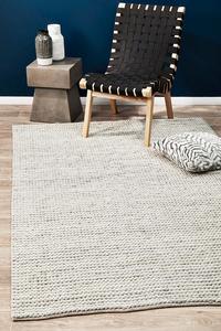 Sliver: Sasha Hand Woven white wool Rug
