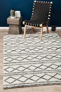 Studio: Sasha Geo Woollen Rug White Grey