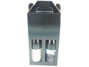 packaging: 2 Bottle Wine Carry Cardboard Box BLACK Gloss with display window