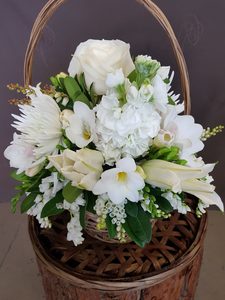 Products: White Basket Arrangement - Albany Florist