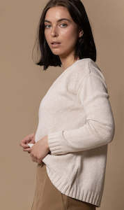 Womens Knitwear: 5GG COTTON LINEN V-NECK