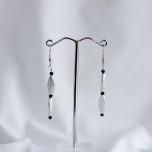 Black Swarovski and Silver Earrings