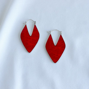 Products: Geometric Loop Red Coral Earring