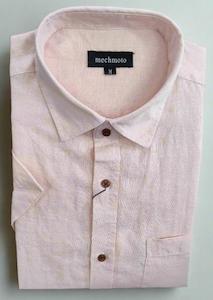 Shirts - Short Sleeve Casual: Mechmoto Dirty Pink Linen Short Sleeve Shirt