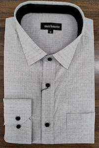 Shirts - Long Sleeve Casual: Mechmoto Light Grey Dobby Long Sleeve Shirt