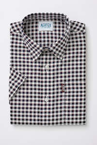 Aertex Taunton Navy Check Short Sleeve Shirt