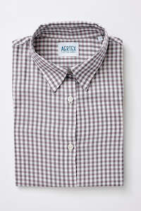 Ladies - Tops: Aertex Wells Navy Mauve Check Short Sleeve Shirt
