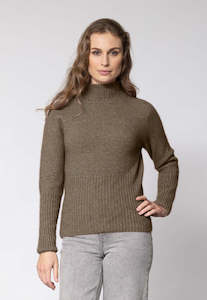 Noble Wilde: Noble Wilde Rib Turtleneck Jersey - Latte