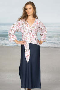 Noble Wilde: Noble Wilde Linen Cross Over Top