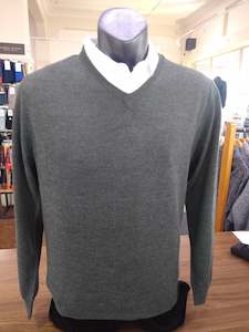 Berlin Knitwear: Berlin Olive Merino V Neck Jumper