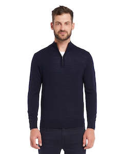Berlin Knitwear: Berlin Black Merino 1/4 Zip Jumper