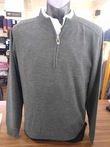 Berlin Knitwear: Berlin Olive Merino 1/4 Zip Jumper