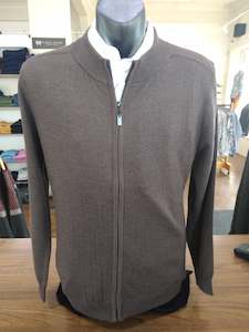 Berlin Knitwear: Berlin Espresso Full Zip Merino Jumper