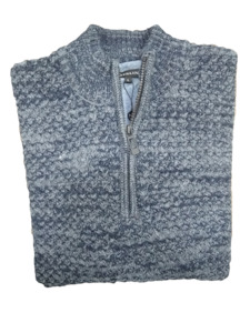Berlin 1/4 Zip Basketweave Slate Jumper