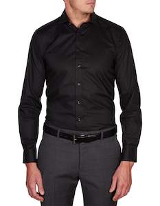 Abelard: Abelard Black Santo Stretch Poplin Long Sleeve Shirt