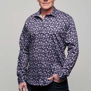 Jimmy Fox: Jimmy Fox Navy Floral Long Sleeve Shirt