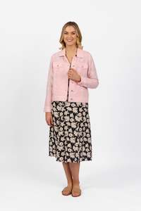 Ladies Coats Jackets: Vassalli Linen Jacket With Frayed Seams Light Pink