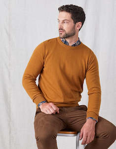 Rembrandt Knitwear: Rembrandt Naseby Camel Crew Neck Jersey