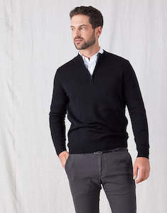 Rembrandt Knitwear: Rembrandt Mataura Black 1/4 Zip Jersey