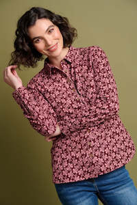 Brakeburn: Brakeburn Thistle Cord Long Sleeve Shirt-Berry