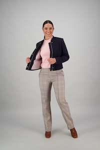 Ladies Coats Jackets: Vassalli Zip Up Military Style Lined Jacket with Button Detail - Navy Marle