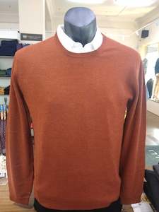 Silverdale Knitwear: Silverdale Black Label Burnt Orange Fine Crew Neck Jumper