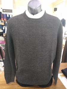 Silverdale Charcoal Black Plaited Check Crew Neck Jumper
