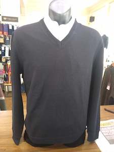 Silverdale Navy Vee Neck Coverstitch Jersey