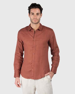 Coast: Coast Burnt Orange Pure Linen Long Sleeve Shirt
