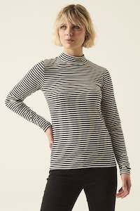 Garcia Fw22: Garcia Off White and Black Stripe Long Sleeve T-Shirt