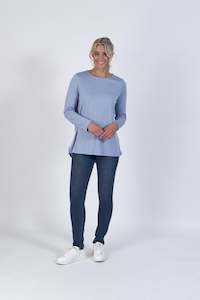 Vassalli Merino: Vassalli Iceberg 100% Merino with back button Placket Long sleeve Top