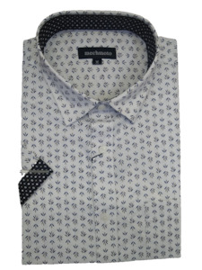 Mechmoto: Mechmoto White Geo Print Short Sleeve Shirt